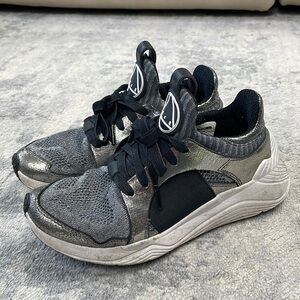 Alexander McQueen McQ Gishiki Sneakers Metallic Gray Silver Sz 37